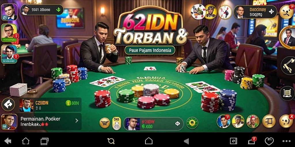 Tampilan menarik gameplay Poker di 62IDN.