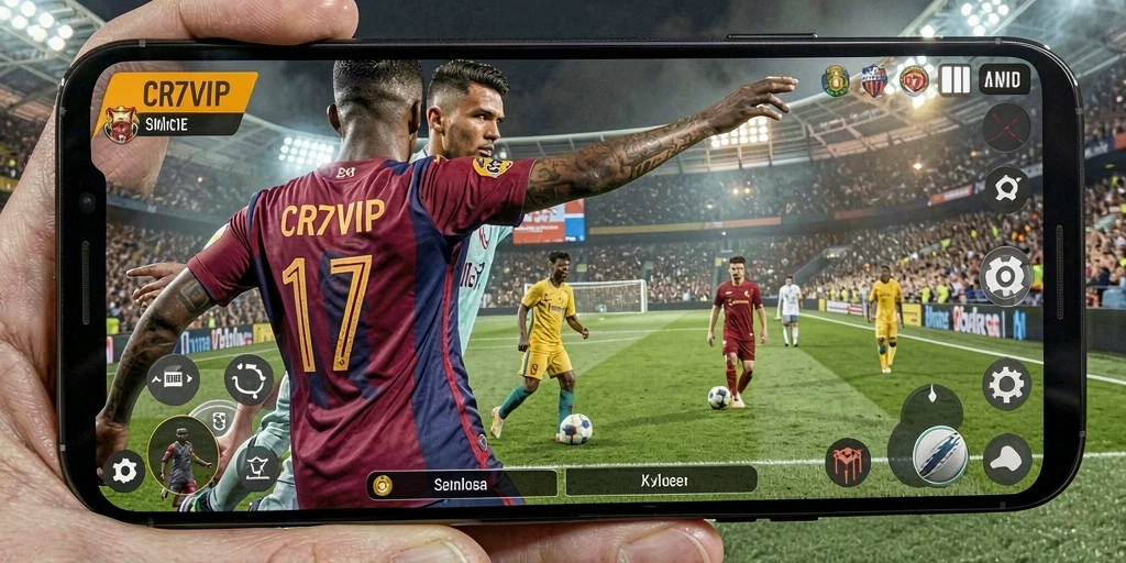 Tampilan gameplay CR7VIP yang penuh aksi dan strategi sepak bola.