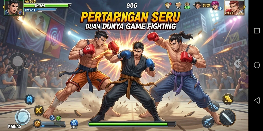 Screenshot menampilkan karakter bertarung dalam DMD686 dengan efek visual yang dramatis.
