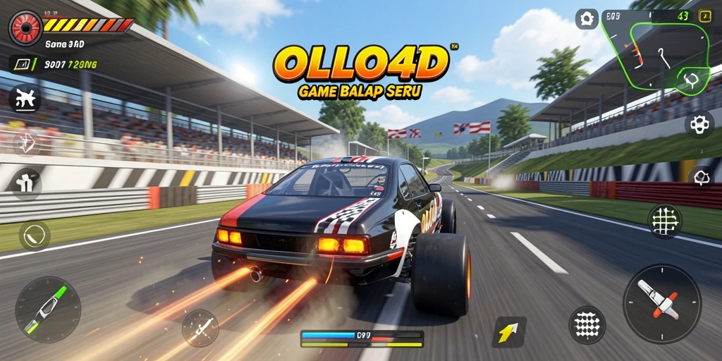 Screenshot utama OLLO4D menampilkan aksi balapan seru.