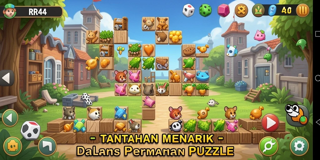 Screenshot gameplay RR44 yang menunjukkan teka-teki seru dan grafis menarik.