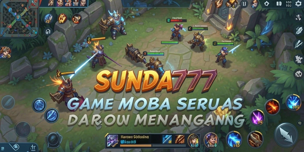 Tangkapan layar utama SUNDA777 menampilkan aksi berkelanjutan dalam pertarungan MOBA.